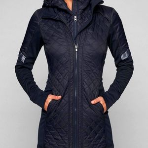 Athleta Rock Springs Quilted Long Jacket Navy